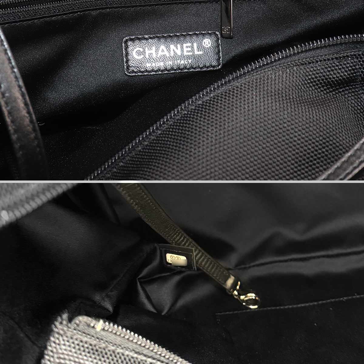 Paris Biarritz MM Tote Bag Canvas Nylon Leather Black A34209