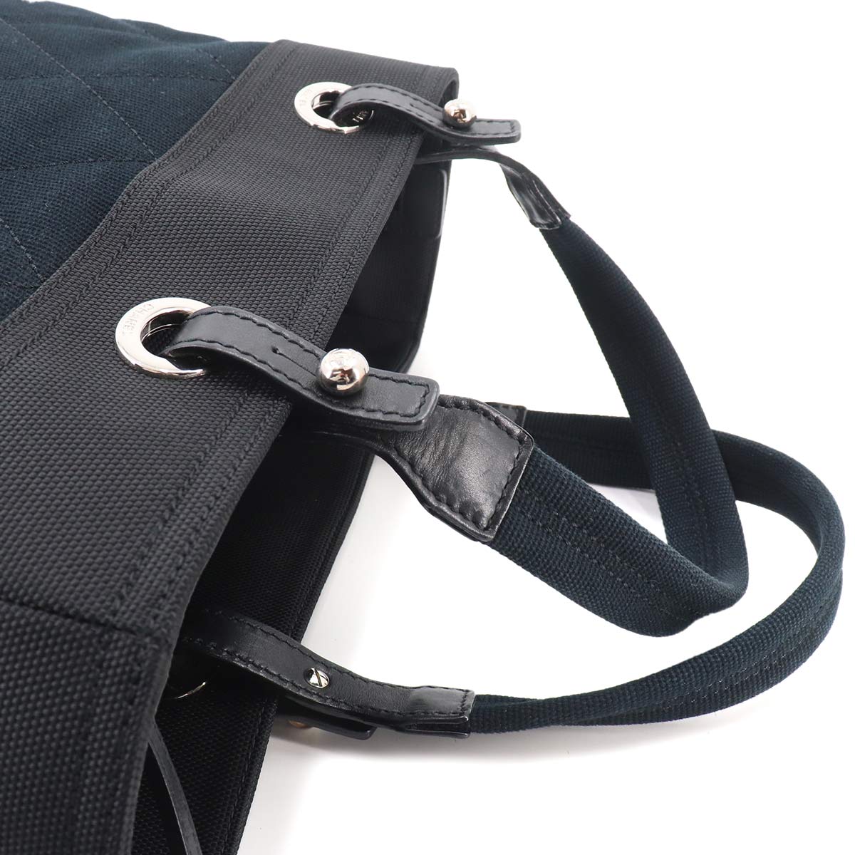 Paris Biarritz MM Tote Bag Canvas Nylon Leather Black A34209