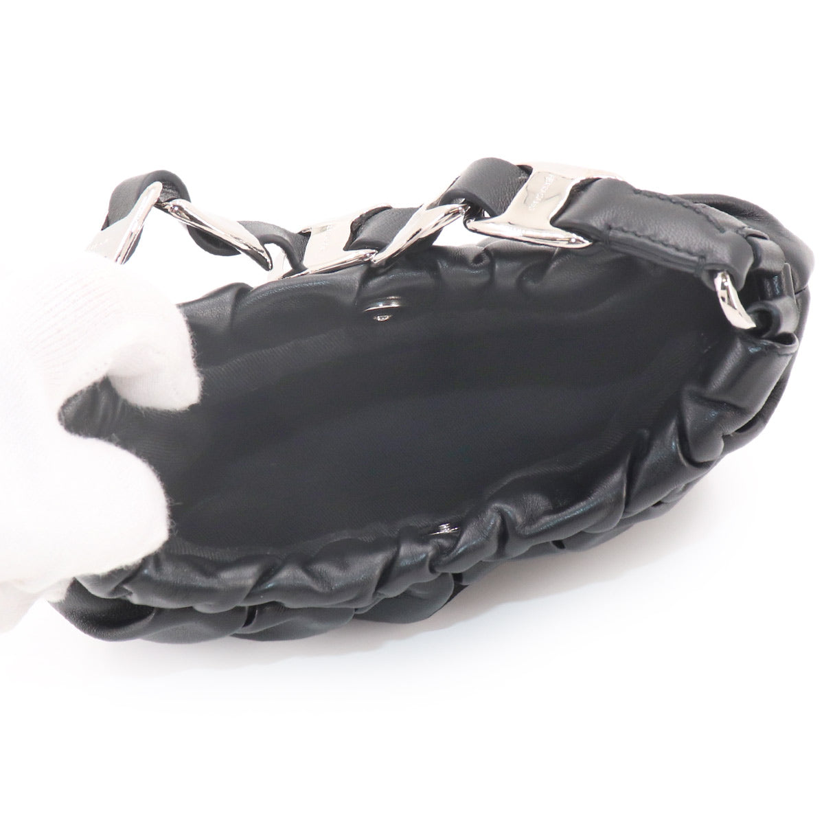 Hug Mini Hand Bag Leather Black Purse