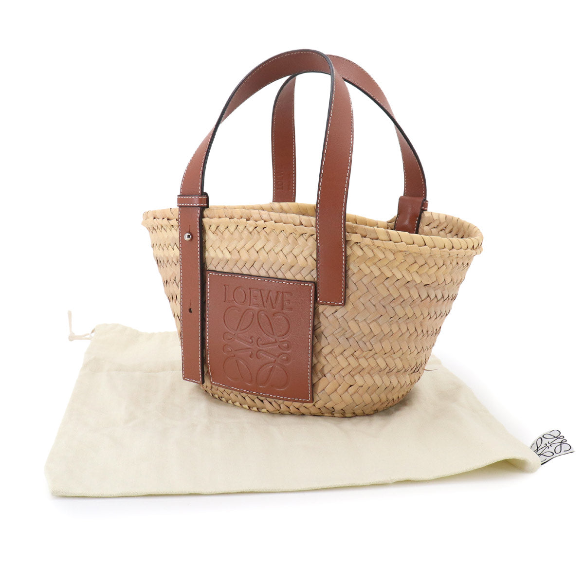 Basket Bag Small Raffia Leather Natural Tan Purse Brown