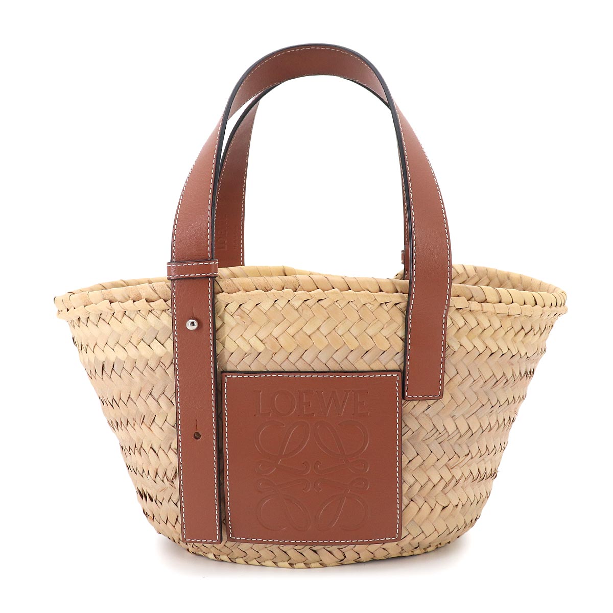 Basket Bag Small Raffia Leather Natural Tan Purse Brown