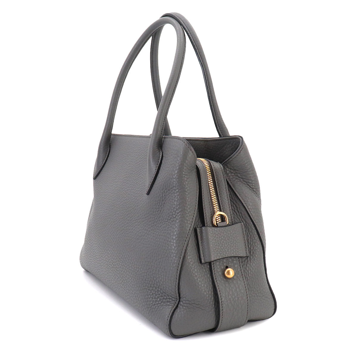 2way Hand Shoulder Bag Leather gray Purse
