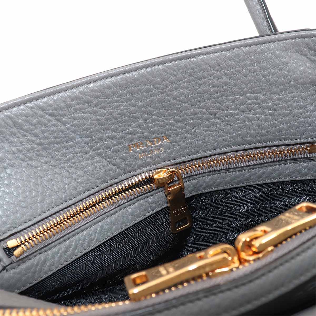 2way Hand Shoulder Bag Leather gray Purse
