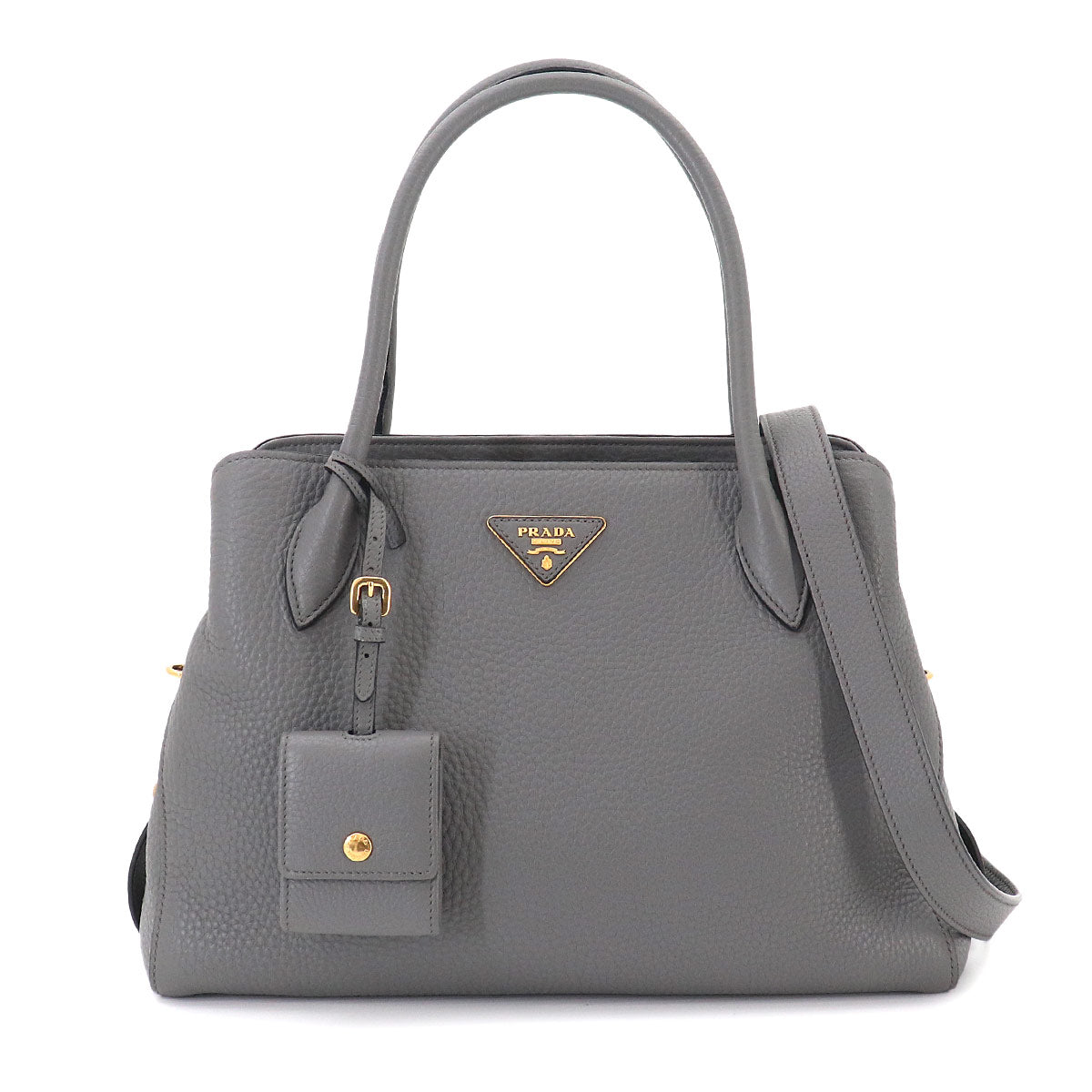 2way Hand Shoulder Bag Leather gray Purse