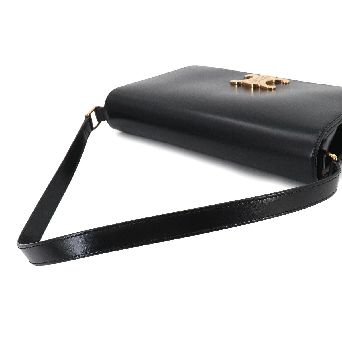 Triomphe Trapeze Shoulder Clutch Bag Leather Black 199283BF4