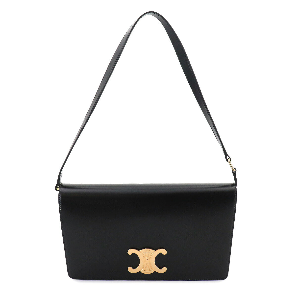 Triomphe Trapeze Shoulder Clutch Bag Leather Black 199283BF4
