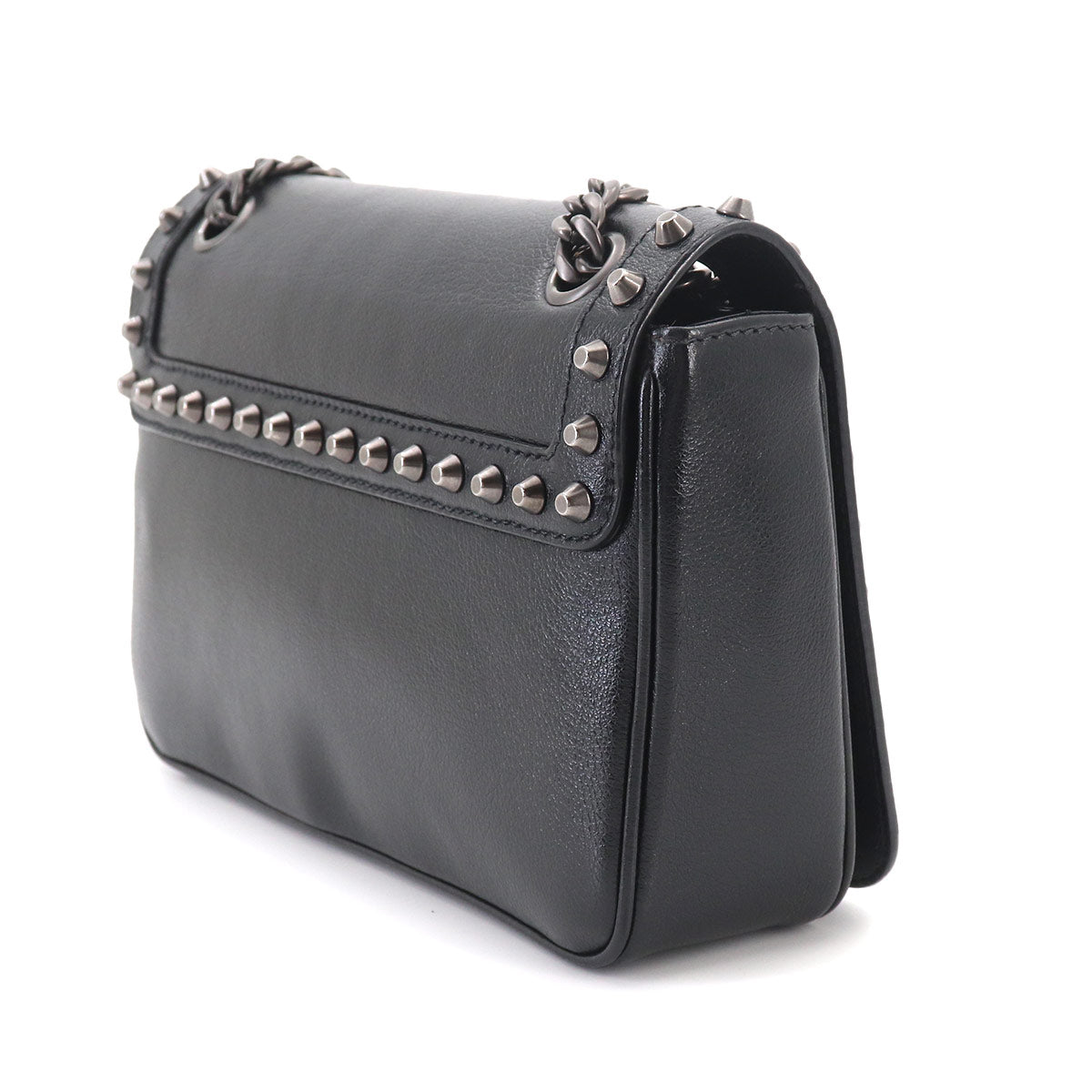 Studsa Chain Shoulder Bag Leather Black 1BD147 Purse