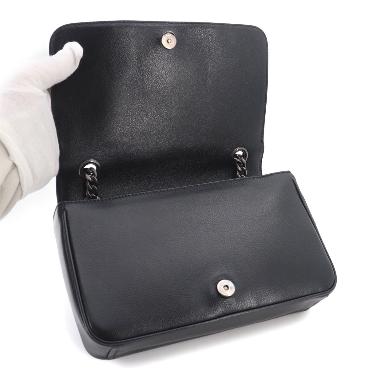 Studsa Chain Shoulder Bag Leather Black 1BD147 Purse