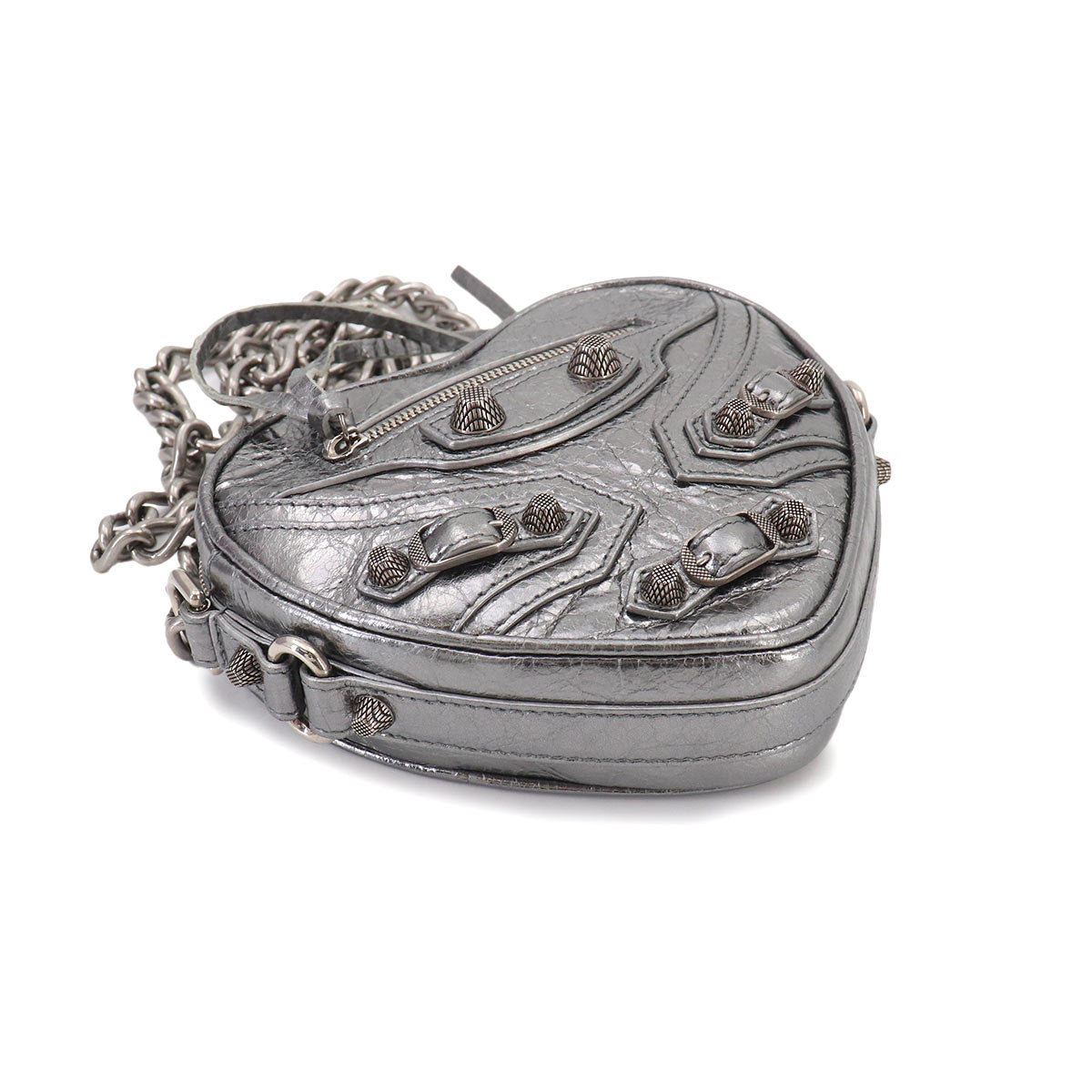 Le Cagole Heart Mini Shoulder Bag Metallic Silver 722781