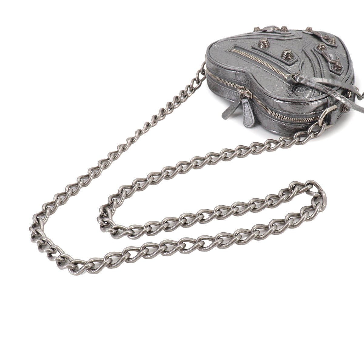 Le Cagole Heart Mini Shoulder Bag Metallic Silver 722781