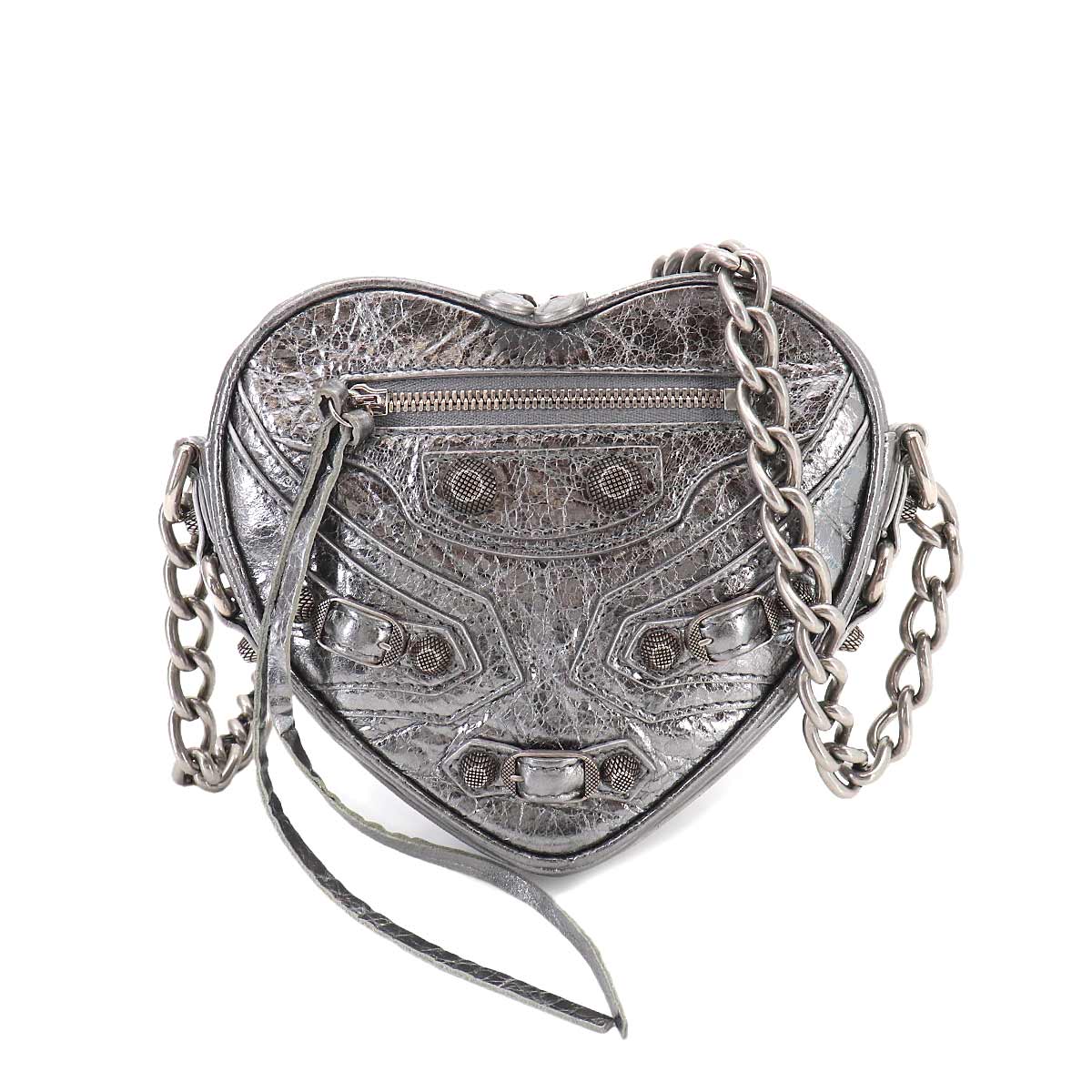 Le Cagole Heart Mini Shoulder Bag Metallic Silver 722781