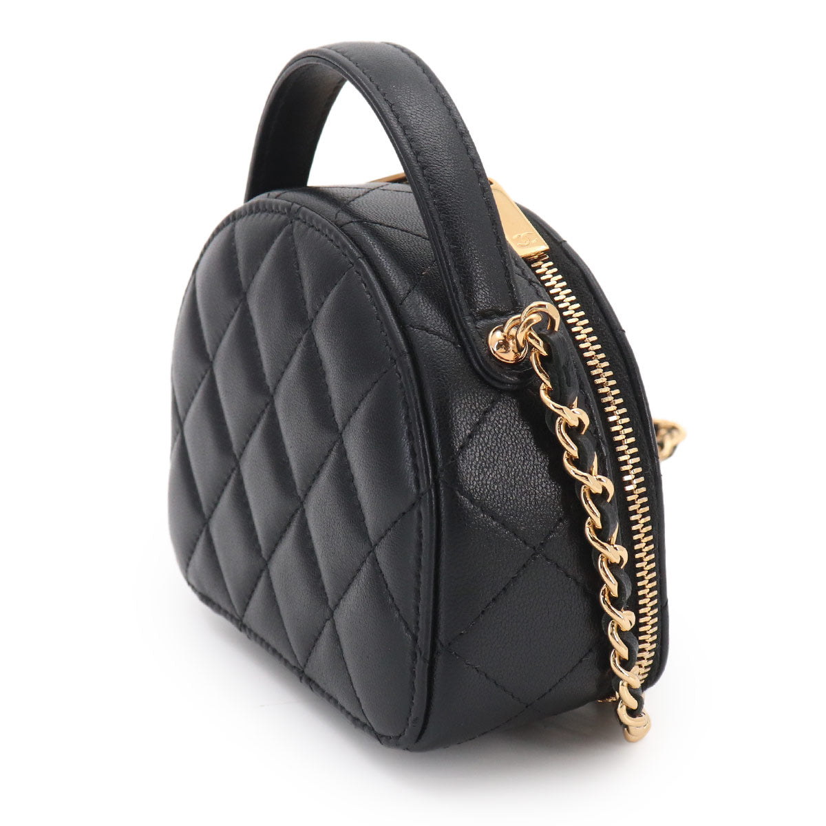 Matelasse Mini Shoulder Bag Leather Black AP3088