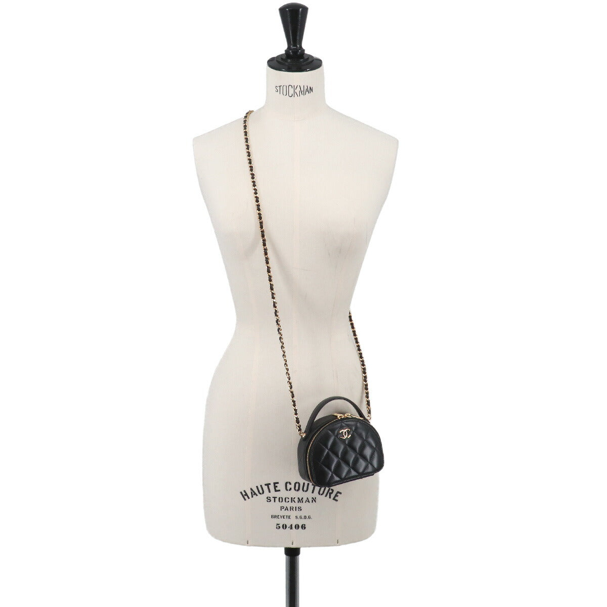 Matelasse Mini Shoulder Bag Leather Black AP3088