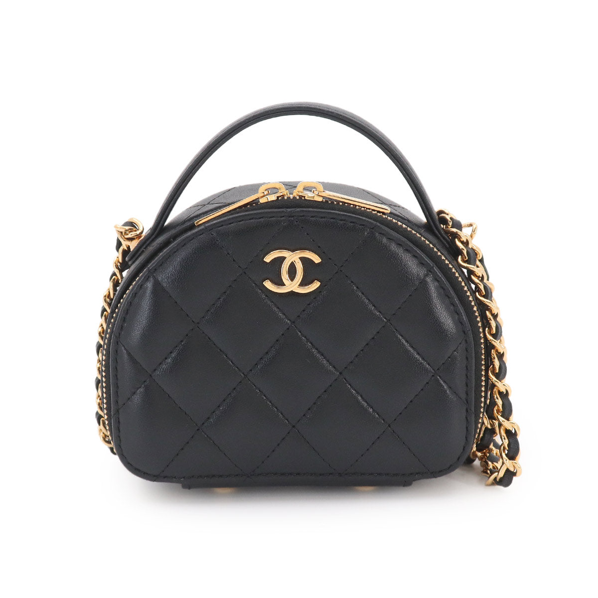 Matelasse Mini Shoulder Bag Leather Black AP3088
