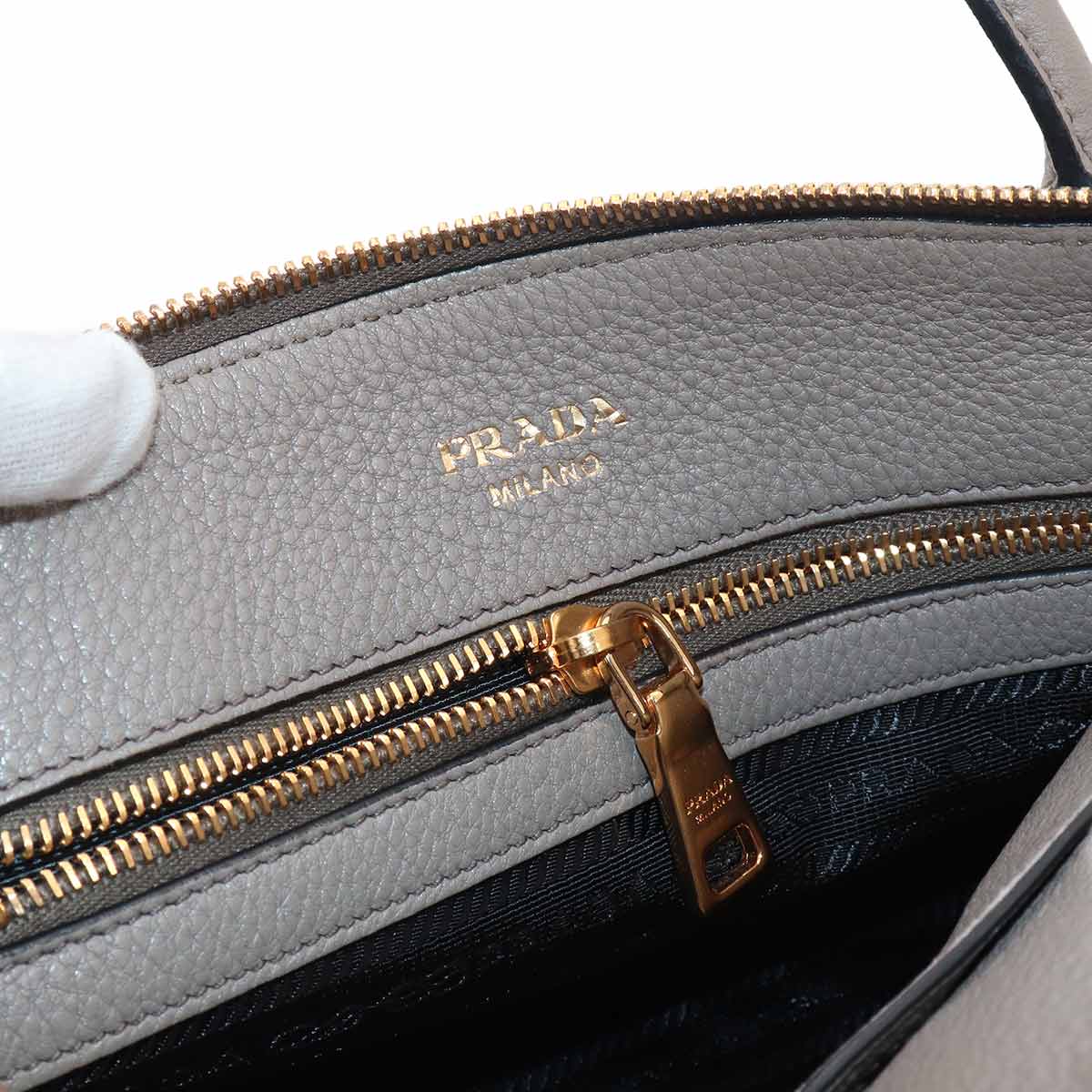 2way Hand Shoulder Bag Leather Gray 1BA111 Purse