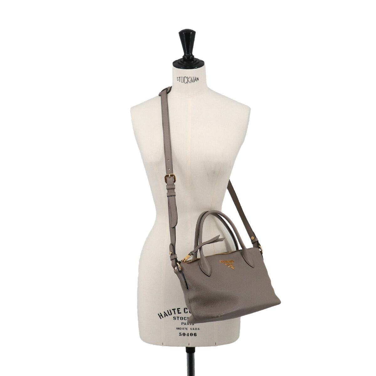 2way Hand Shoulder Bag Leather Gray 1BA111 Purse