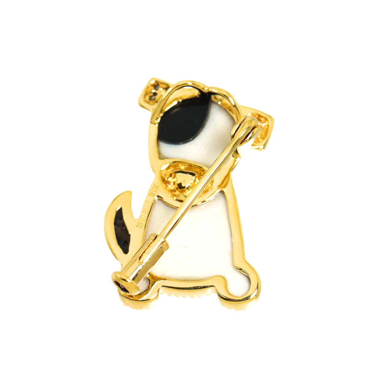 Diamond 0.05ct Sapphire 0.02ct Brooch 18K YG Yellow Gold 750