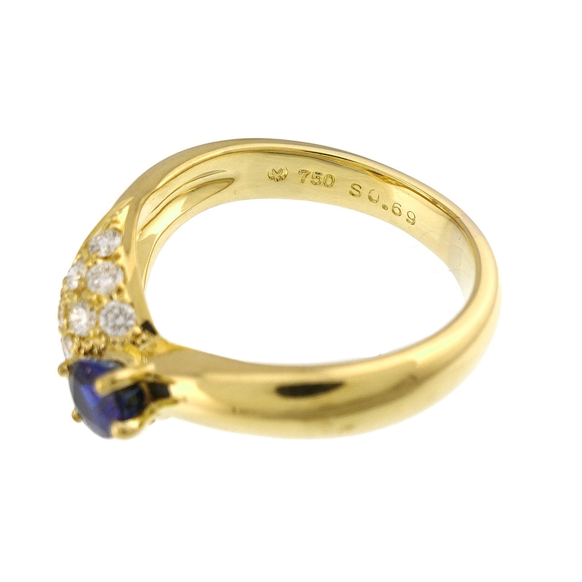 Sapphire 0.69ct Diamnd 0.42ct Ring 18K YG Size7.25(US)