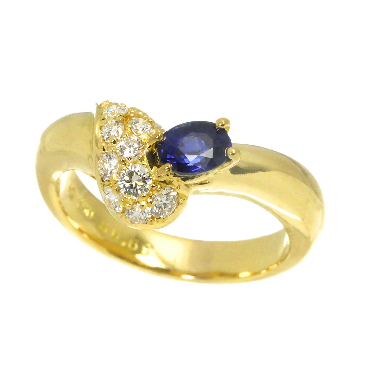 Sapphire 0.69ct Diamnd 0.42ct Ring 18K YG Size7.25(US)