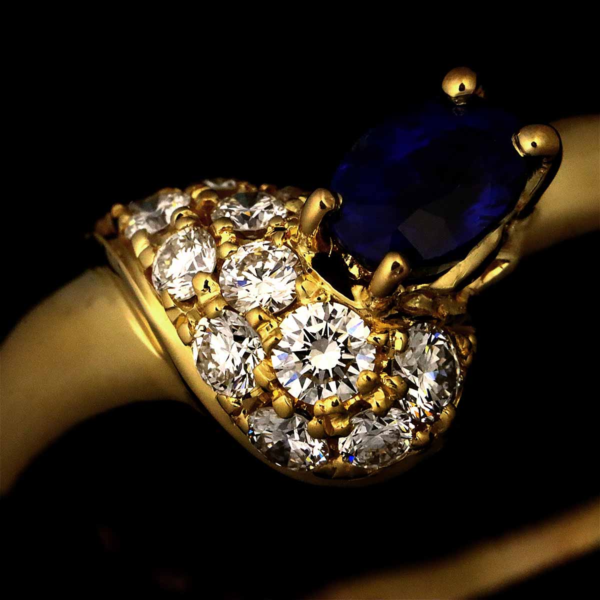 Sapphire 0.69ct Diamnd 0.42ct Ring 18K YG Size7.25(US)