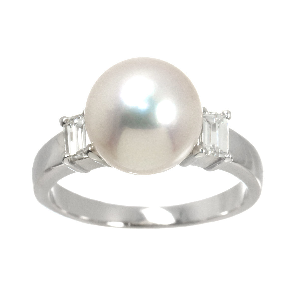 Akoya Pearl 9.1mm Diamond 0.35ct Ring Pt size4.75-5(US)