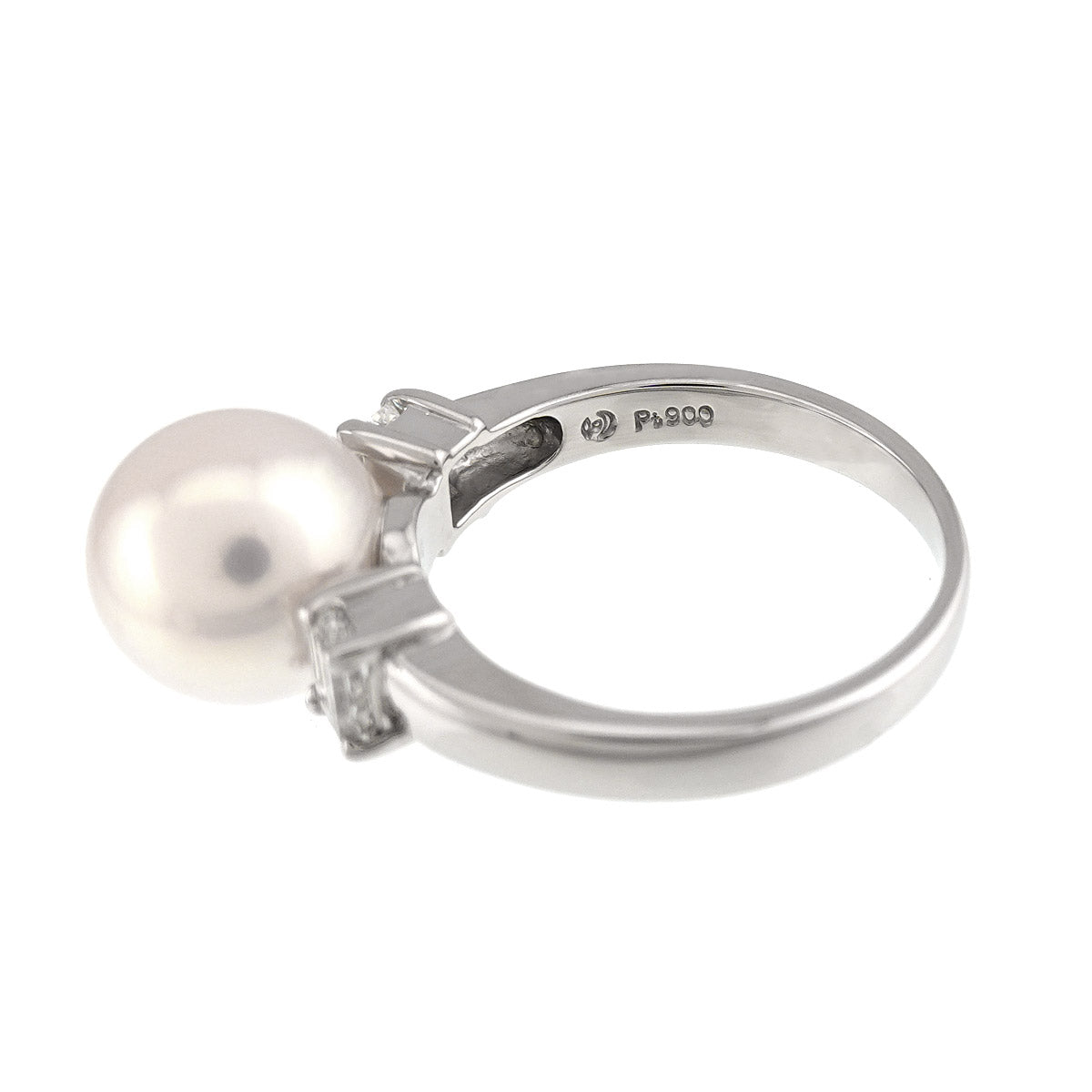 Akoya Pearl 9.1mm Diamond 0.35ct Ring Pt size4.75-5(US)
