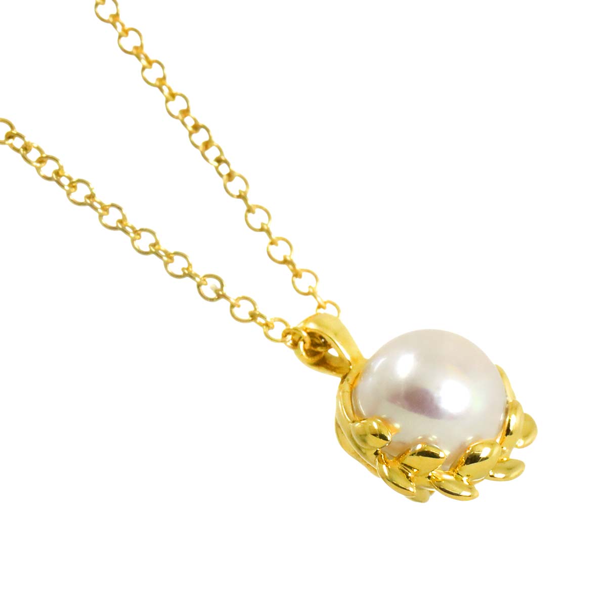 Olive Leaf Pearl Akoya pearl 6.0mm Necklace 18K YG 750