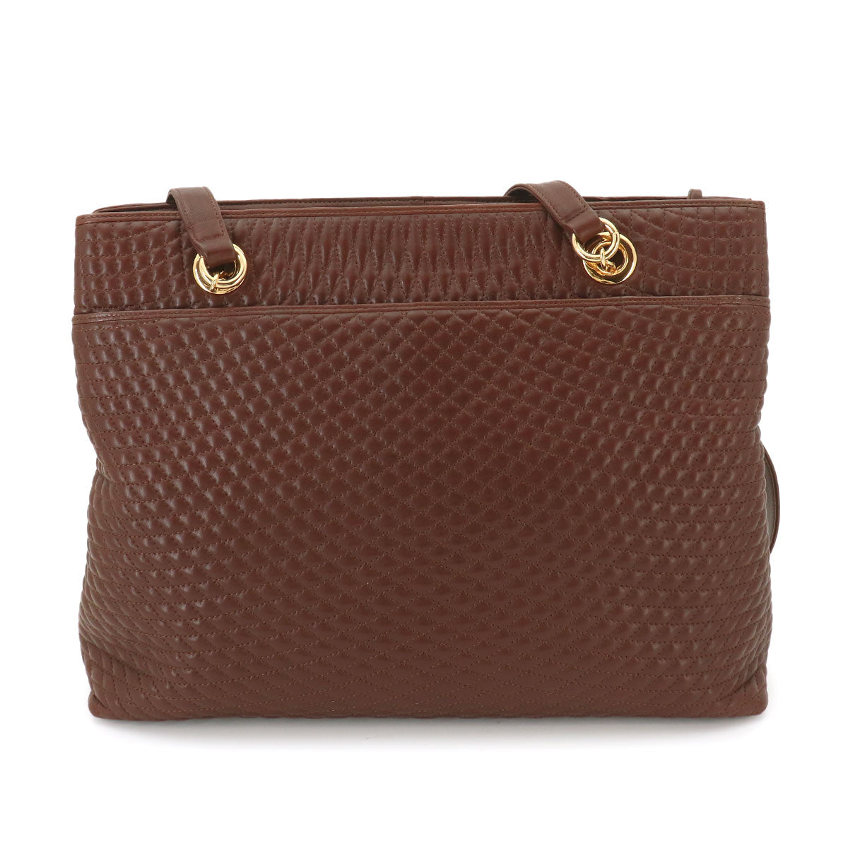 BALLY Chain Tote Bag Leather Brown Purse