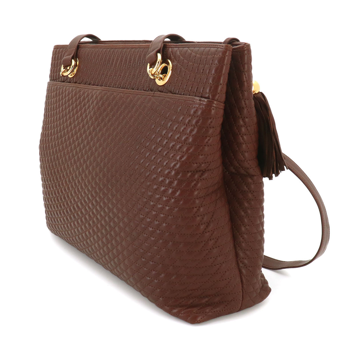 BALLY Chain Tote Bag Leather Brown Purse