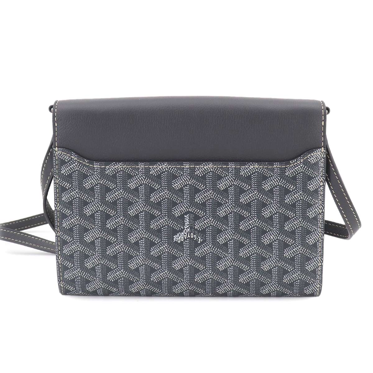 Chypre Pouch Wallet Shoulder Bag PVC Leather Gray Purse