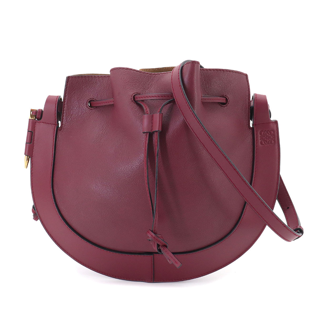 Horseshoe Shoulder Bag Leather Bordeaux Purse
