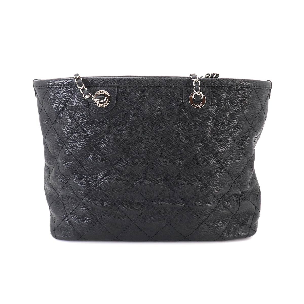 Matelasse Chain Tote Bag Leather Black A92754 Pouch