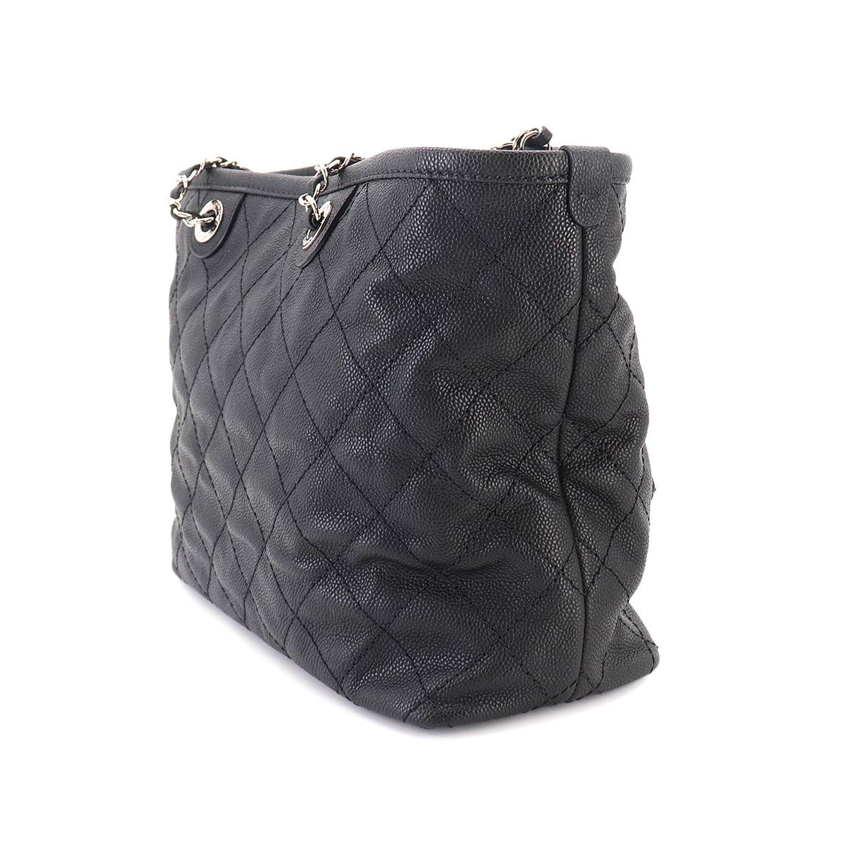 Matelasse Chain Tote Bag Leather Black A92754 Pouch