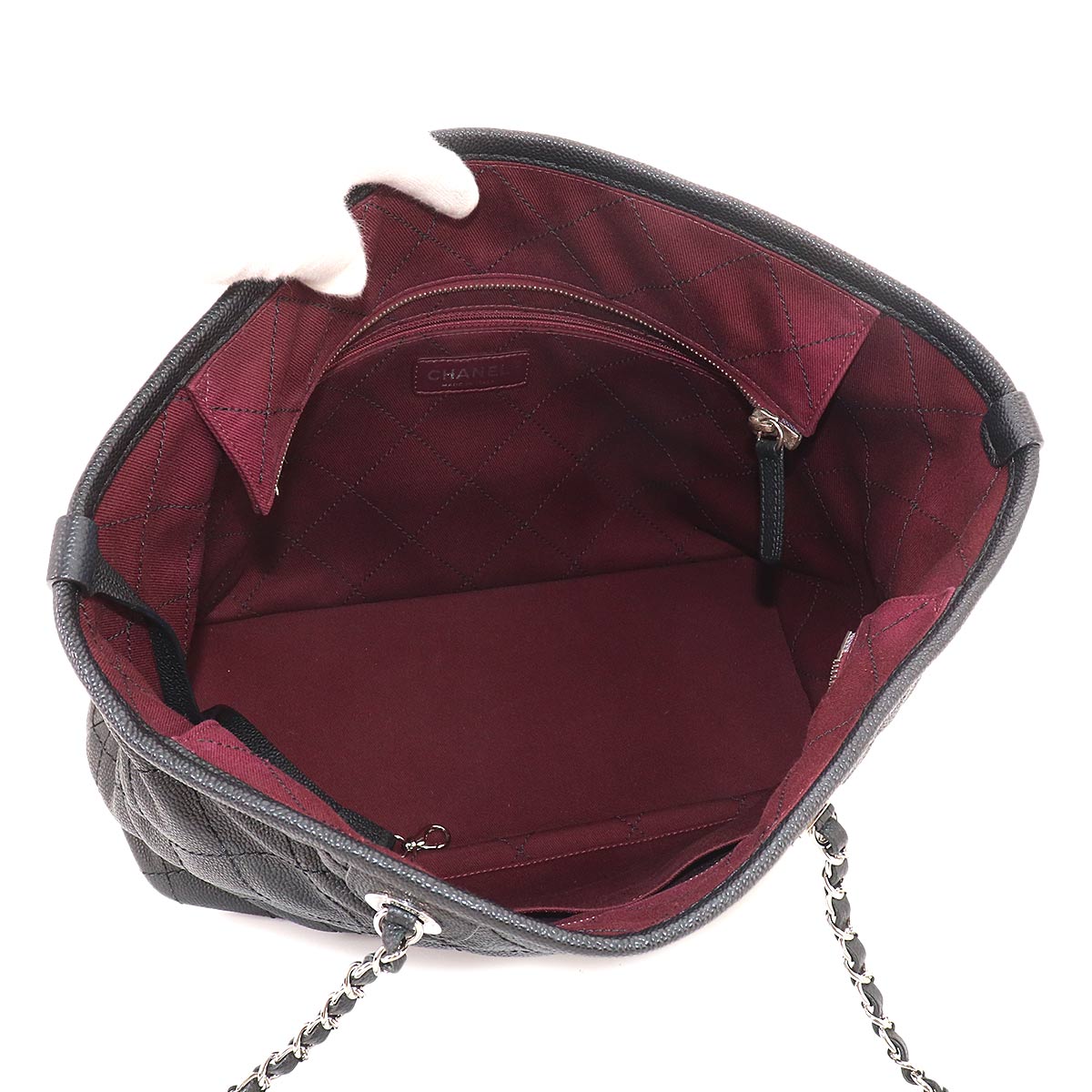 Matelasse Chain Tote Bag Leather Black A92754 Pouch
