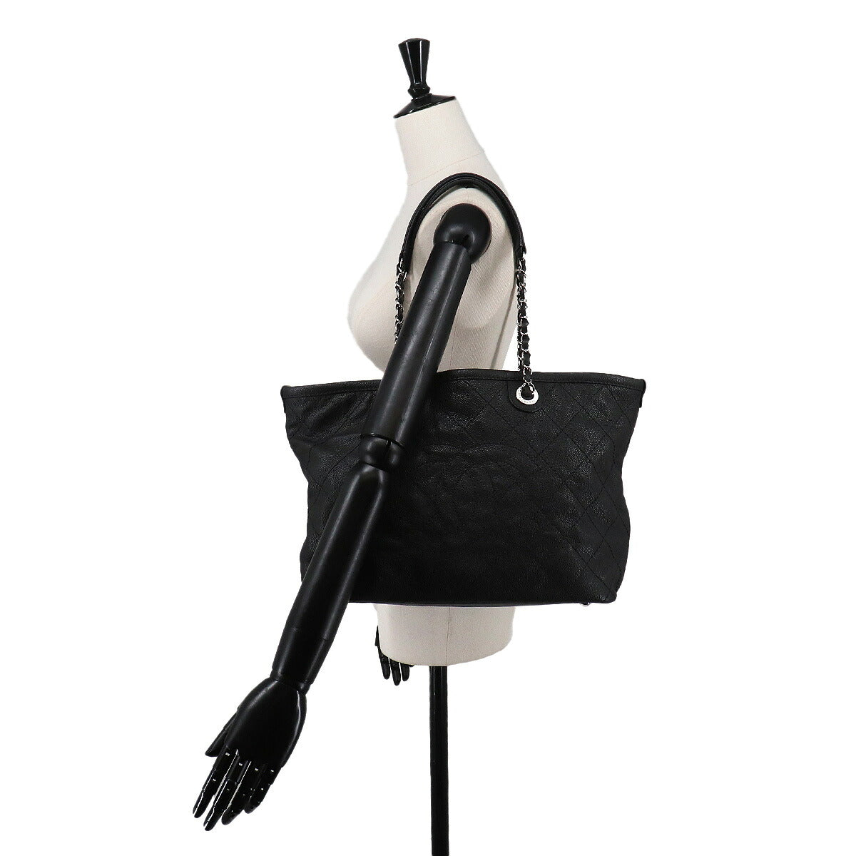 Matelasse Chain Tote Bag Leather Black A92754 Pouch