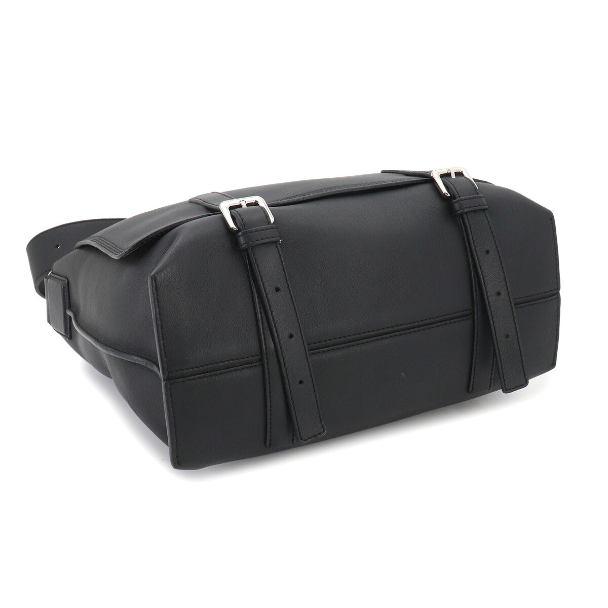 Military Messenger Shoulder Bag Leather Black Purse