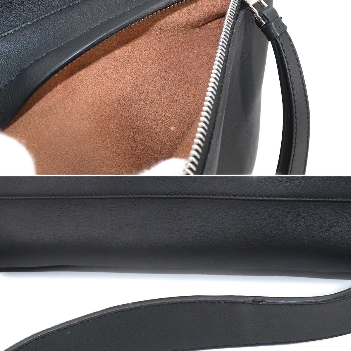 Military Messenger Shoulder Bag Leather Black Purse