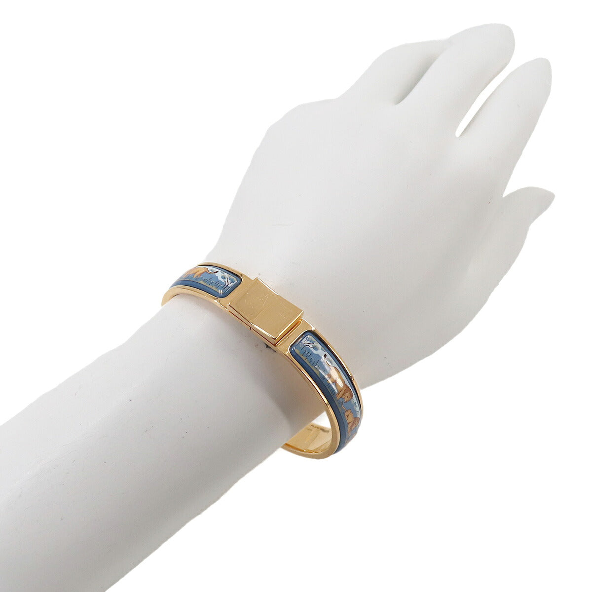 Loquet Enamel Bangle Blue Multicolor Gold Lion Accessory