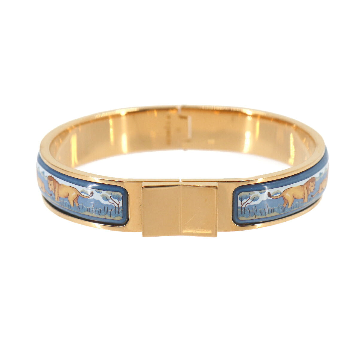 Loquet Enamel Bangle Blue Multicolor Gold Lion Accessory