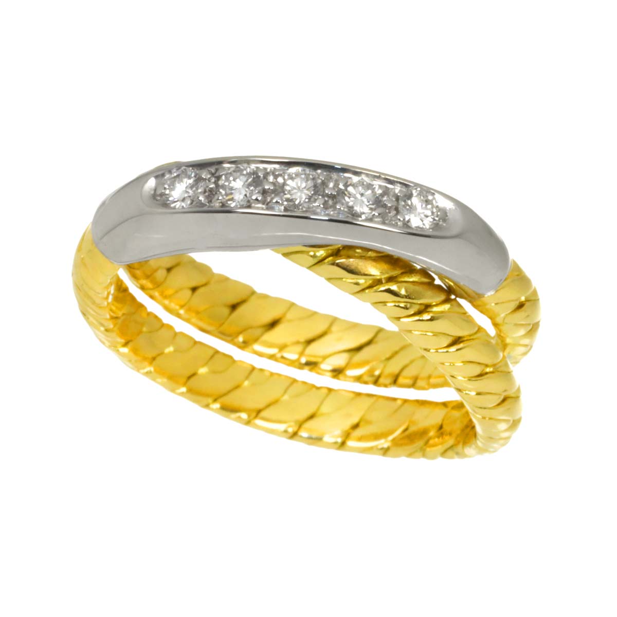 Diamond Ring 18K YG WG 750 Size6.75-7.25(US)
