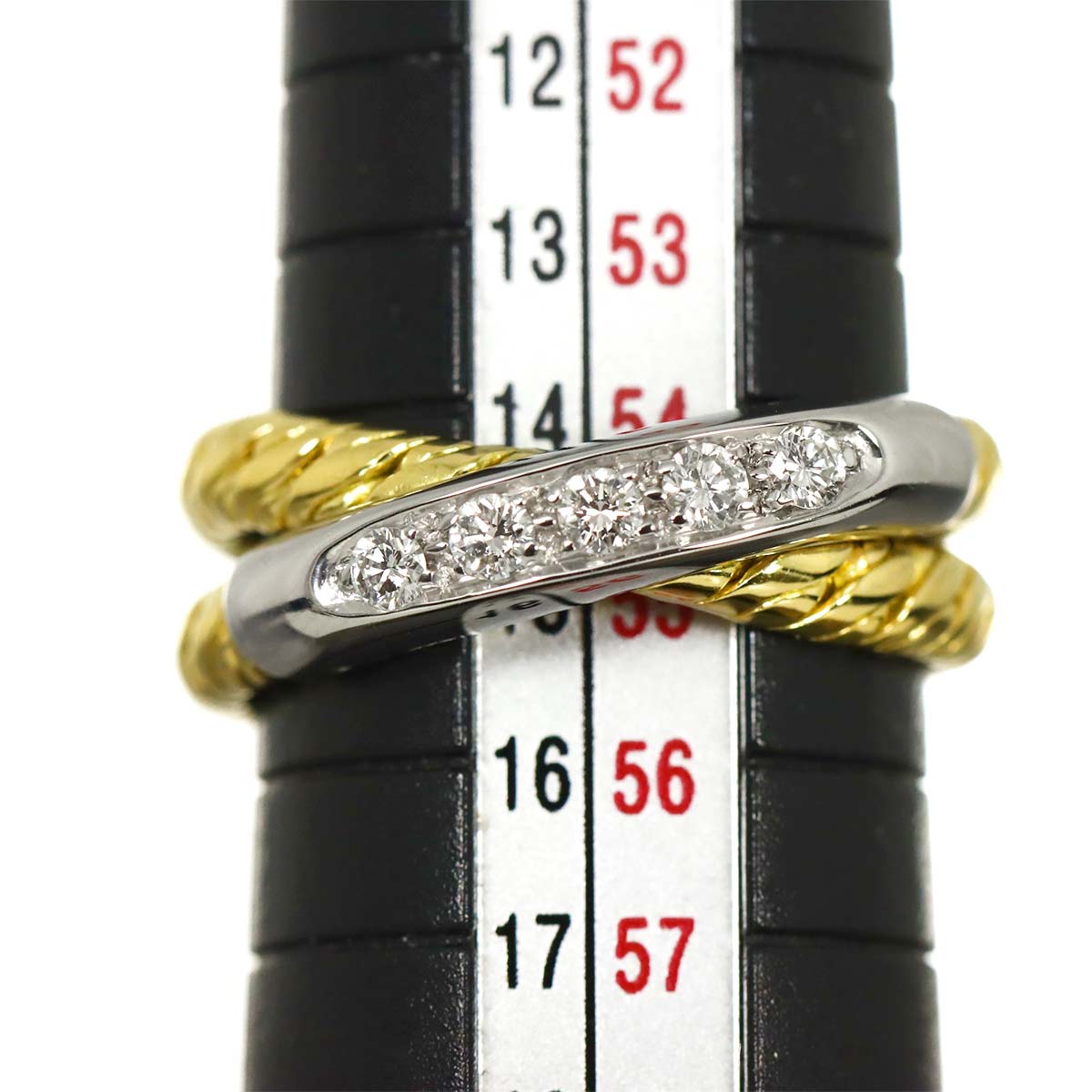 Diamond Ring 18K YG WG 750 Size6.75-7.25(US)