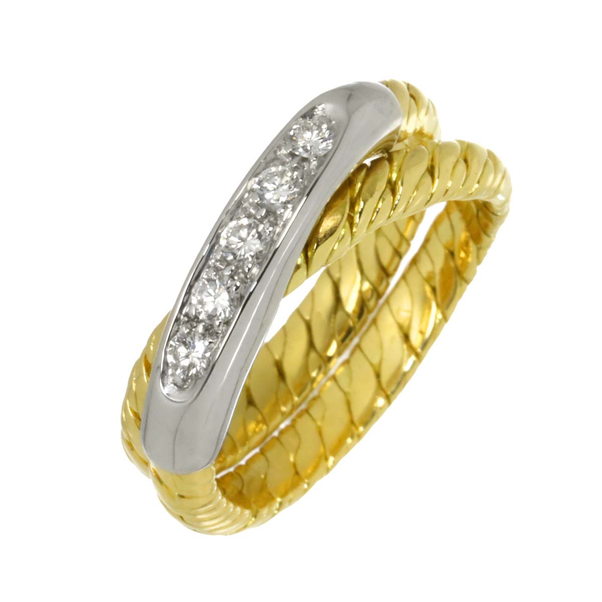 Diamond Ring 18K YG WG 750 Size6.75-7.25(US)