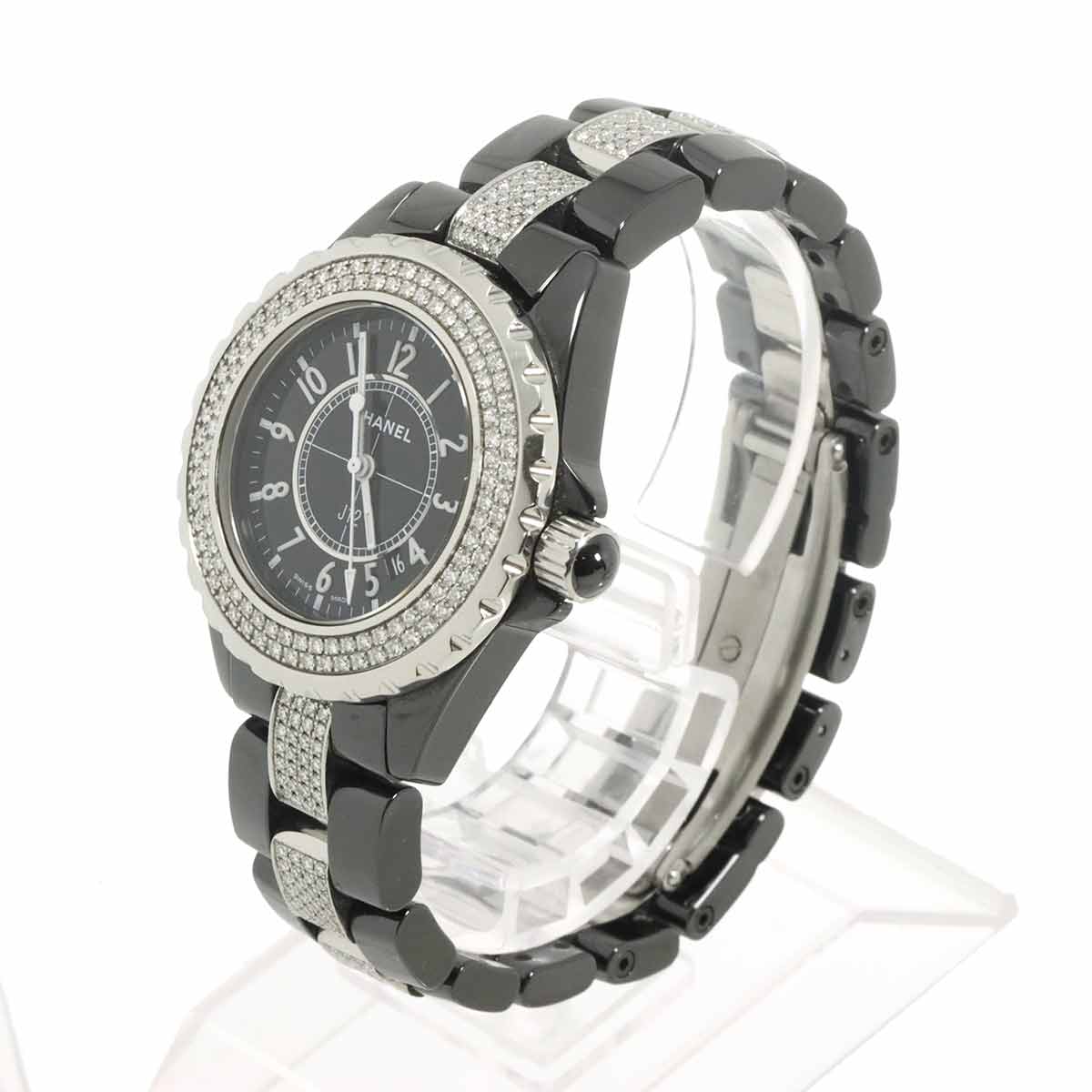 J12 33mm H1338 Diamond Date Quartz Black Dial Ladies