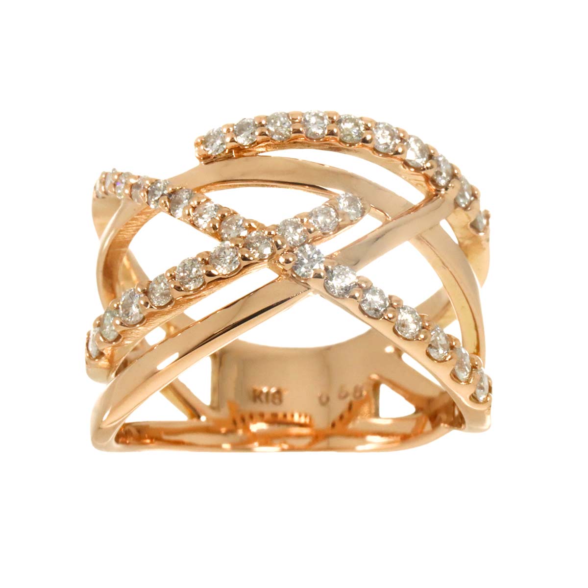 Diamond 0.58ct Ring 18K PG Pink Gold 750 Size5.25-5.5(US)