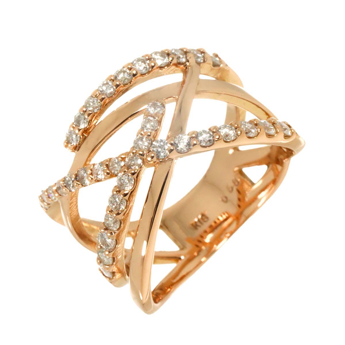 Diamond 0.58ct Ring 18K PG Pink Gold 750 Size5.25-5.5(US)