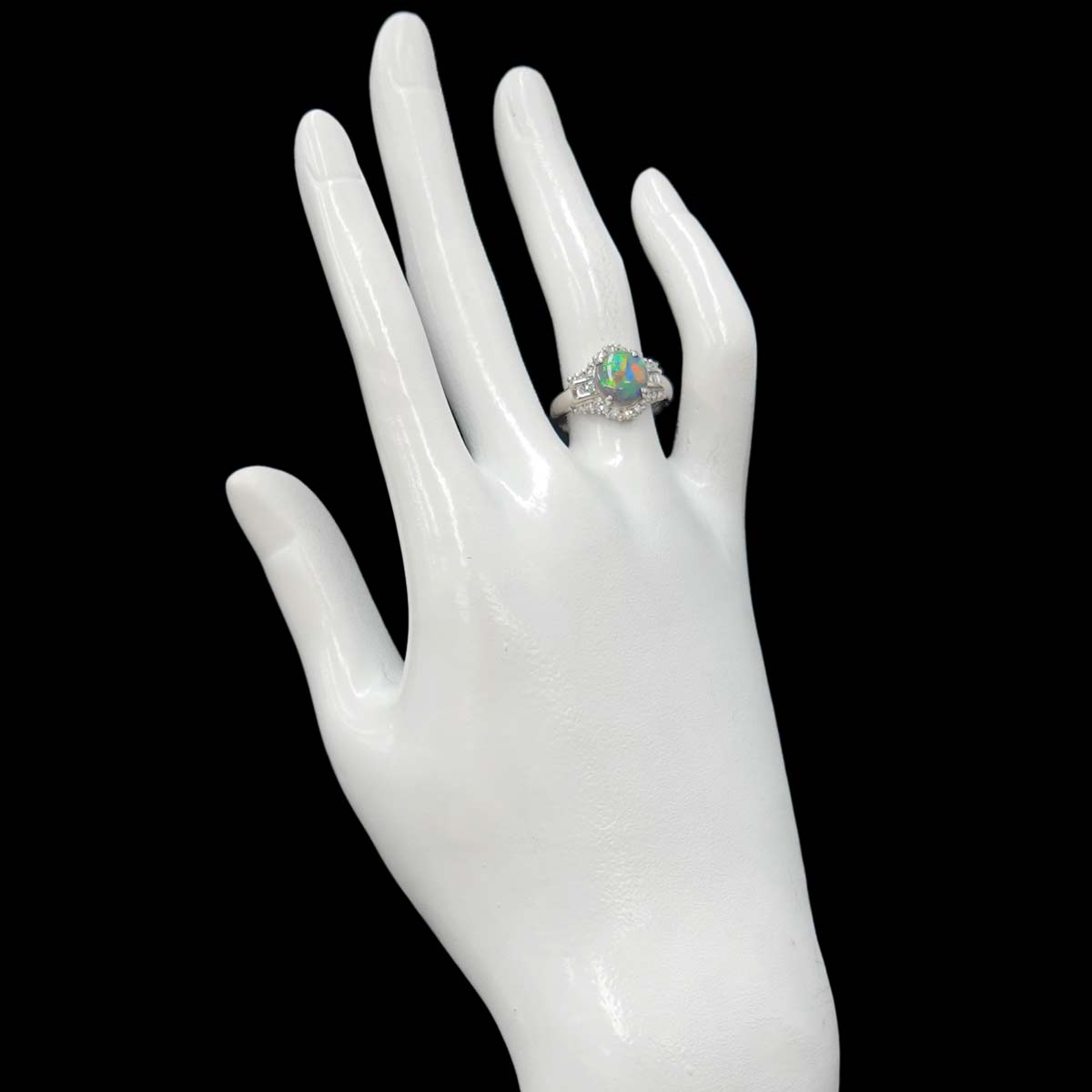 Opal 1.18ct Diamond 0.47ct Ring Pt Platinum size6(US)
