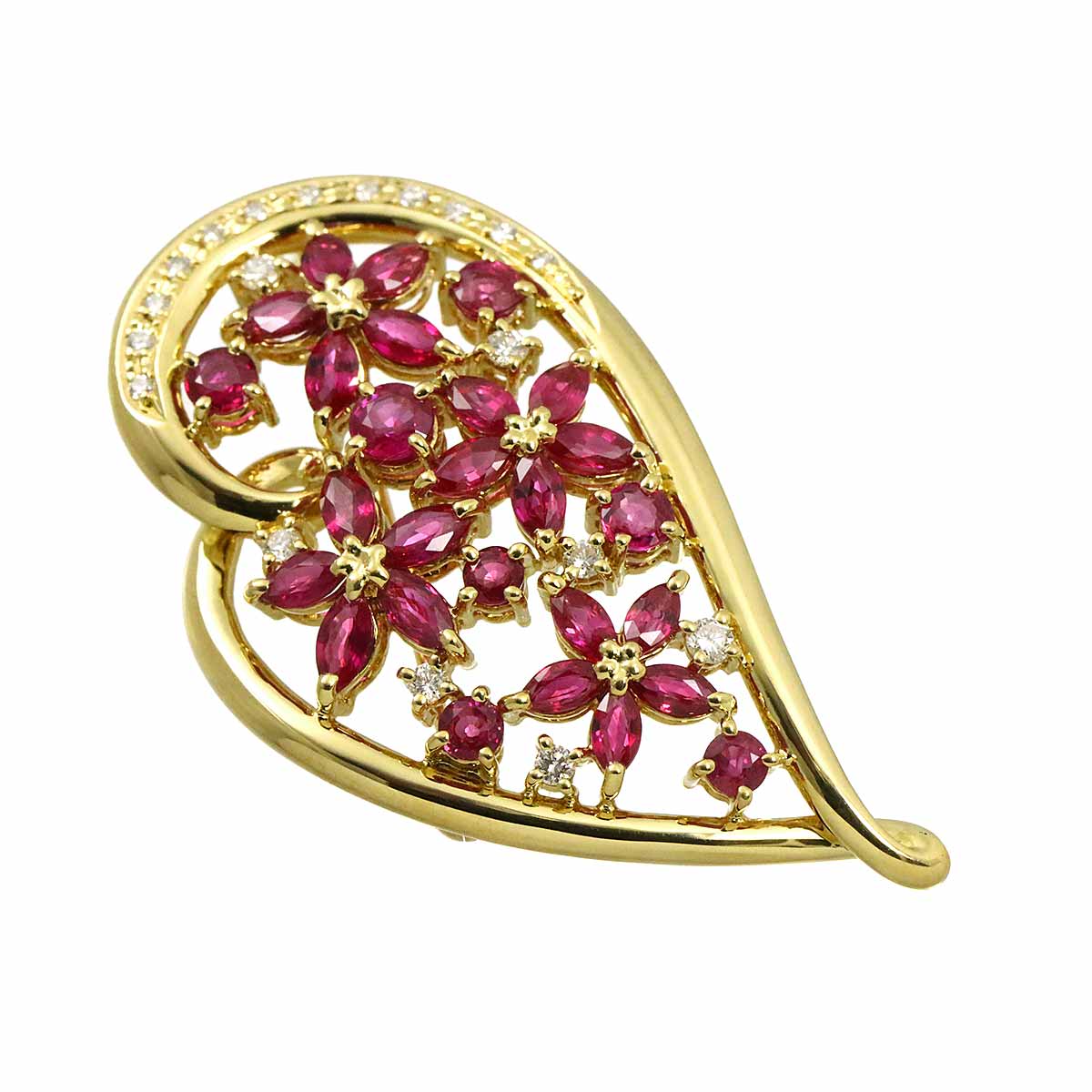 4.08ct Diamond 0.28ct Brooch 18K YG 750