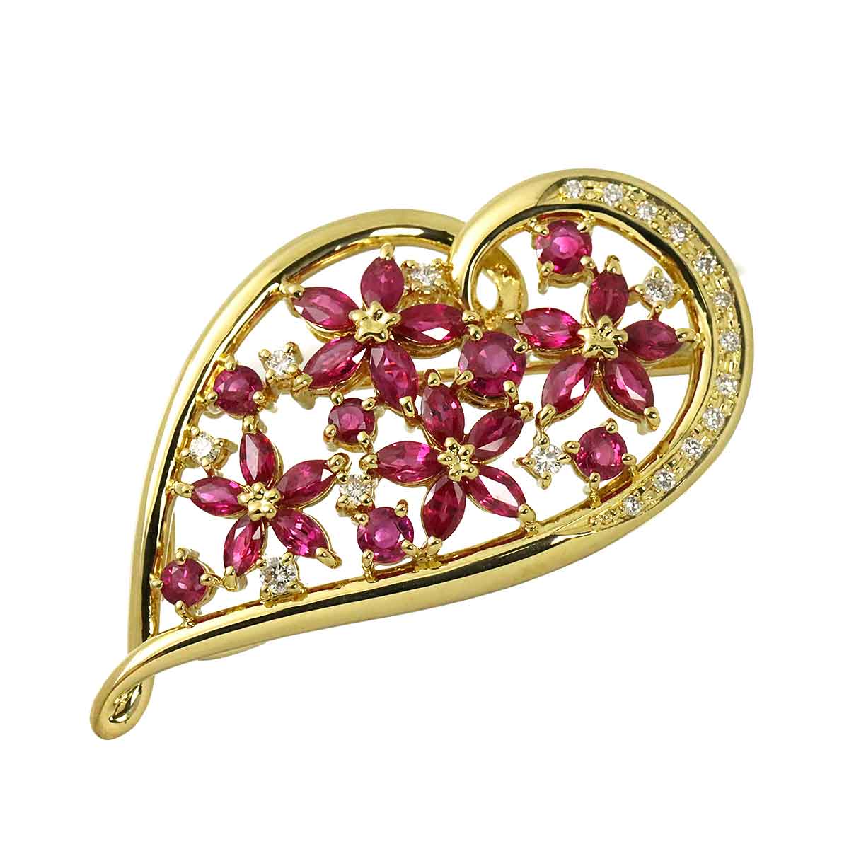 4.08ct Diamond 0.28ct Brooch 18K YG 750