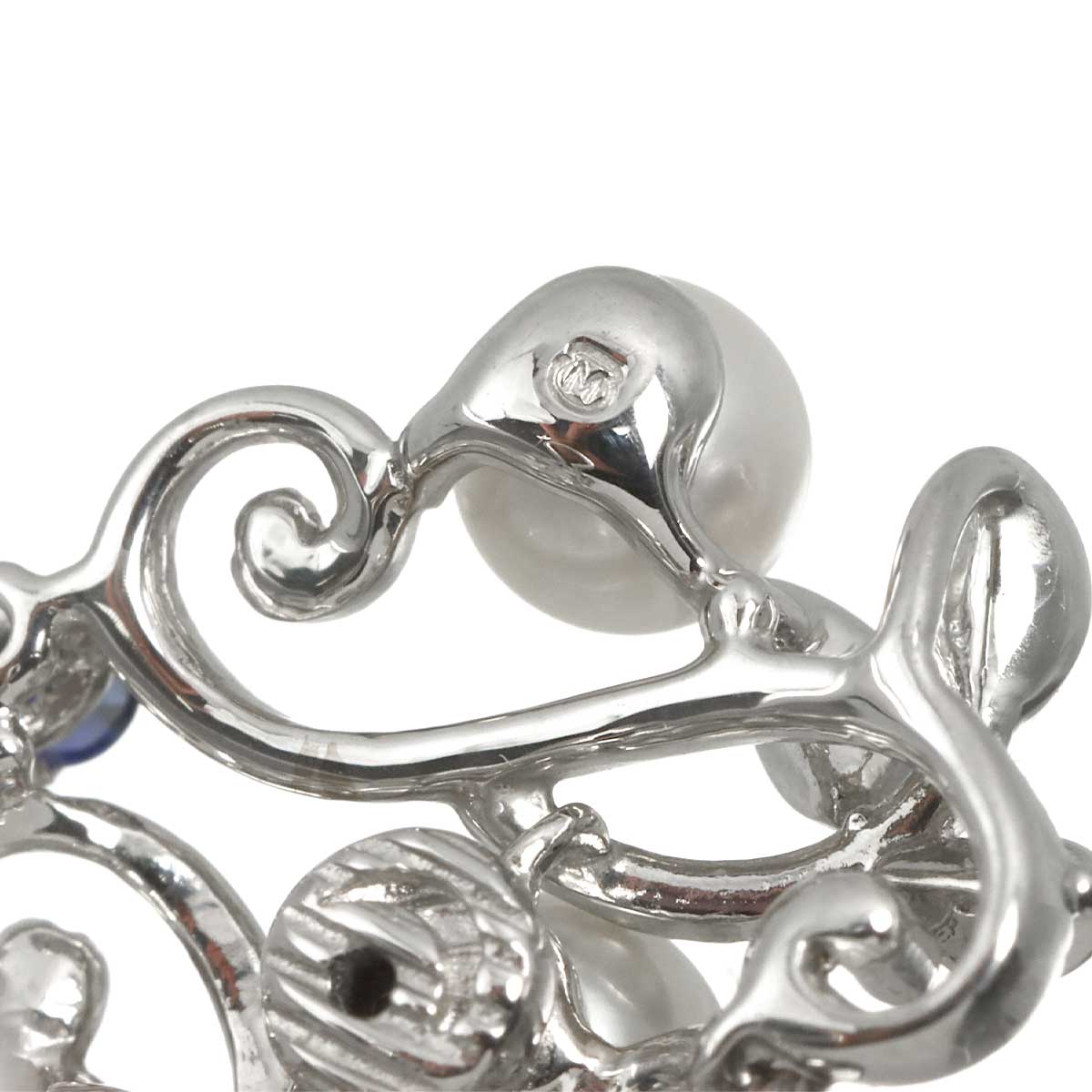 Akoya Pearl Ruby Sapphire Earrings Clip on 18K White Gold 750