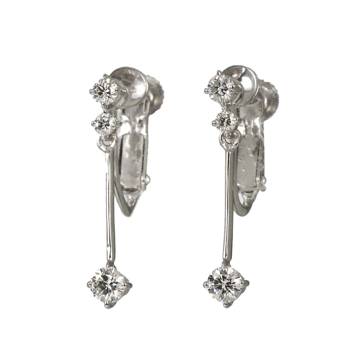 Diamond 0.18ct/0.18ct Earrings Clip on 18K White Gold 750